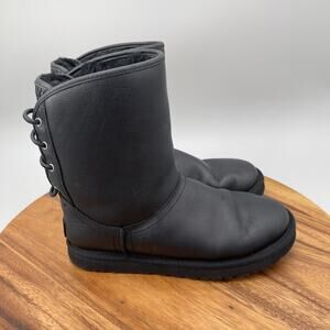 Ugg Mariana Boots Womens Size 7 Black Leather Casual Comfort Walking Shoes